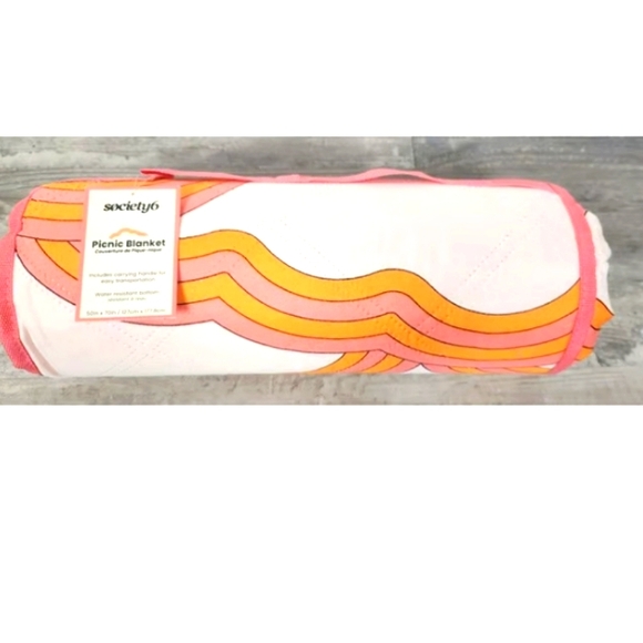 Society6 Vibrant Pink and Orange Picnic Blanket - Picture 1 of 2